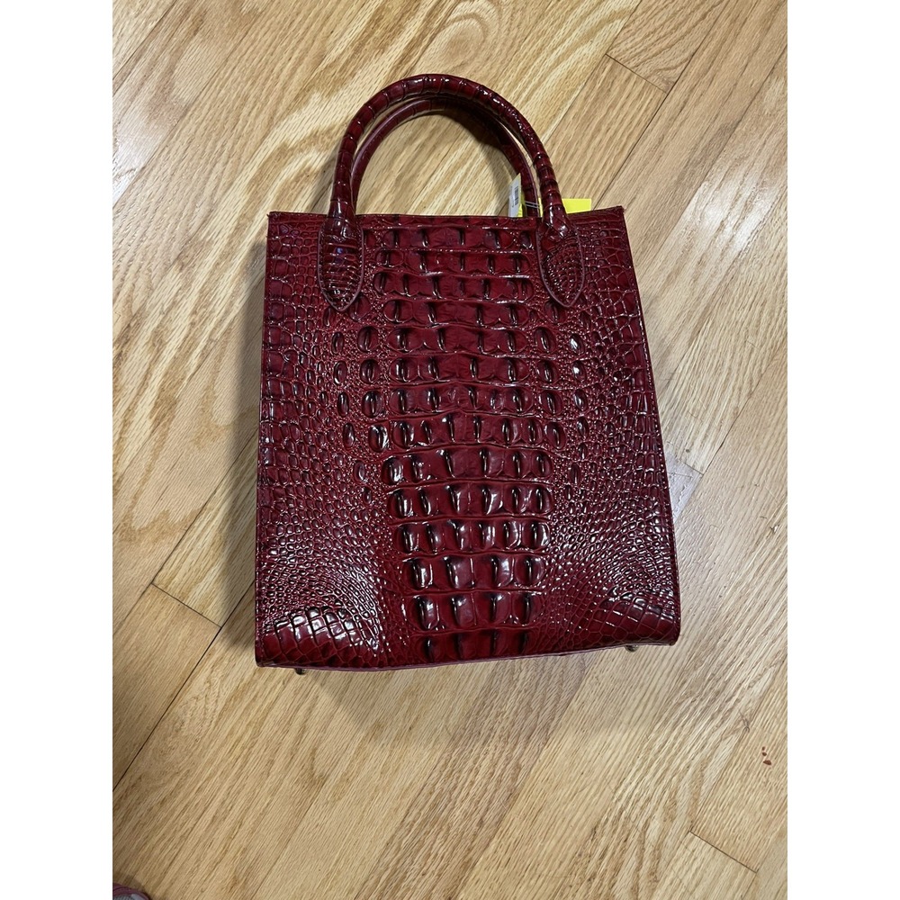 BRAHMIN Moira VINTAGE RED Melbourne Croc Small Rectangle Leather Bag Purse NEW - Picture 4 of 8